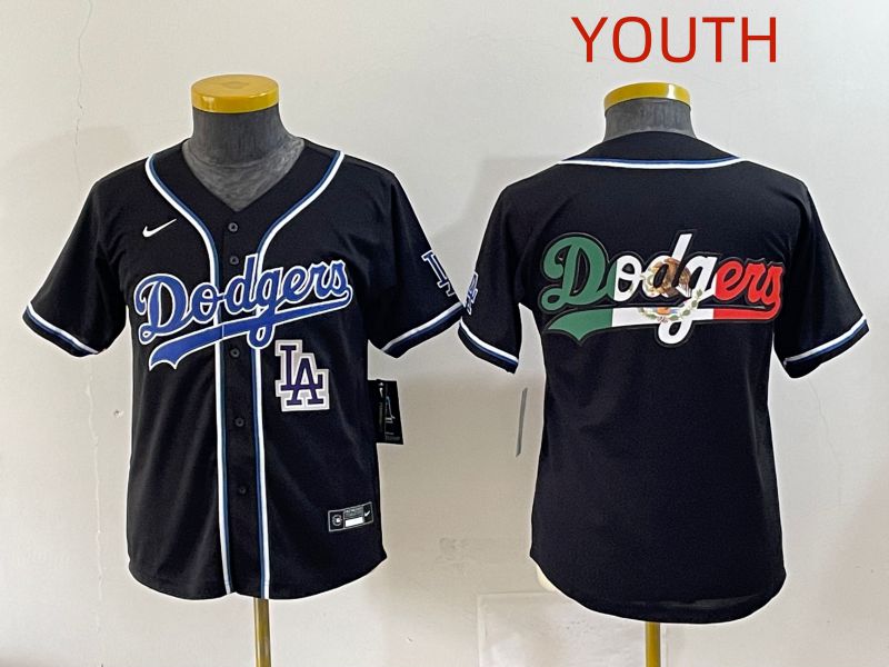 Youth 2025 Los Angeles Dodgers Blank Black Three generations Fashion Nike MLB Jersey style 16->youth mlb jersey->Youth Jersey